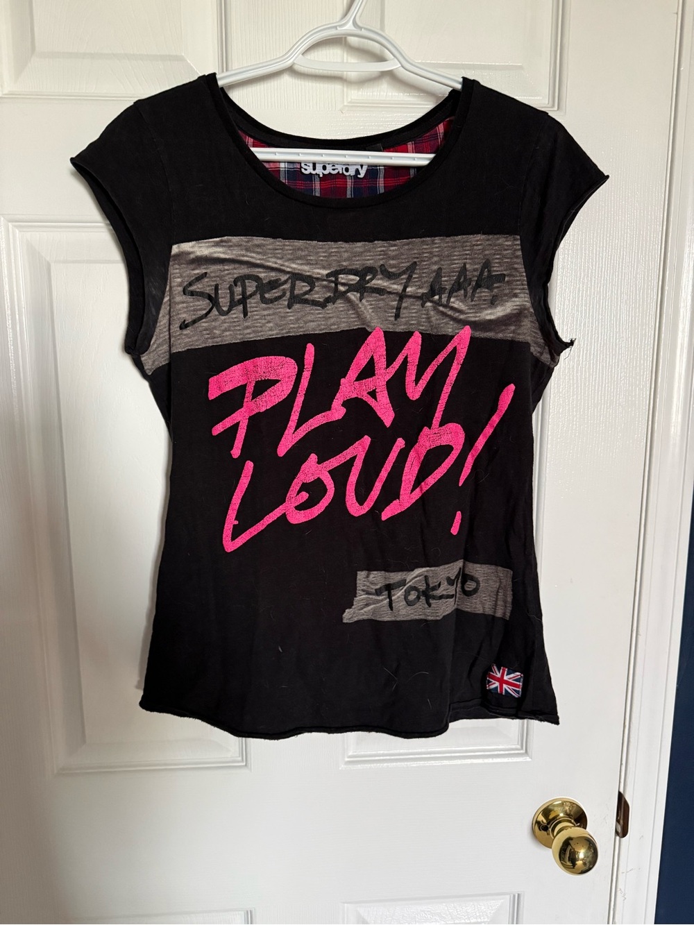 Superdry Black & Pink 'Play Loud' Graphic Tee